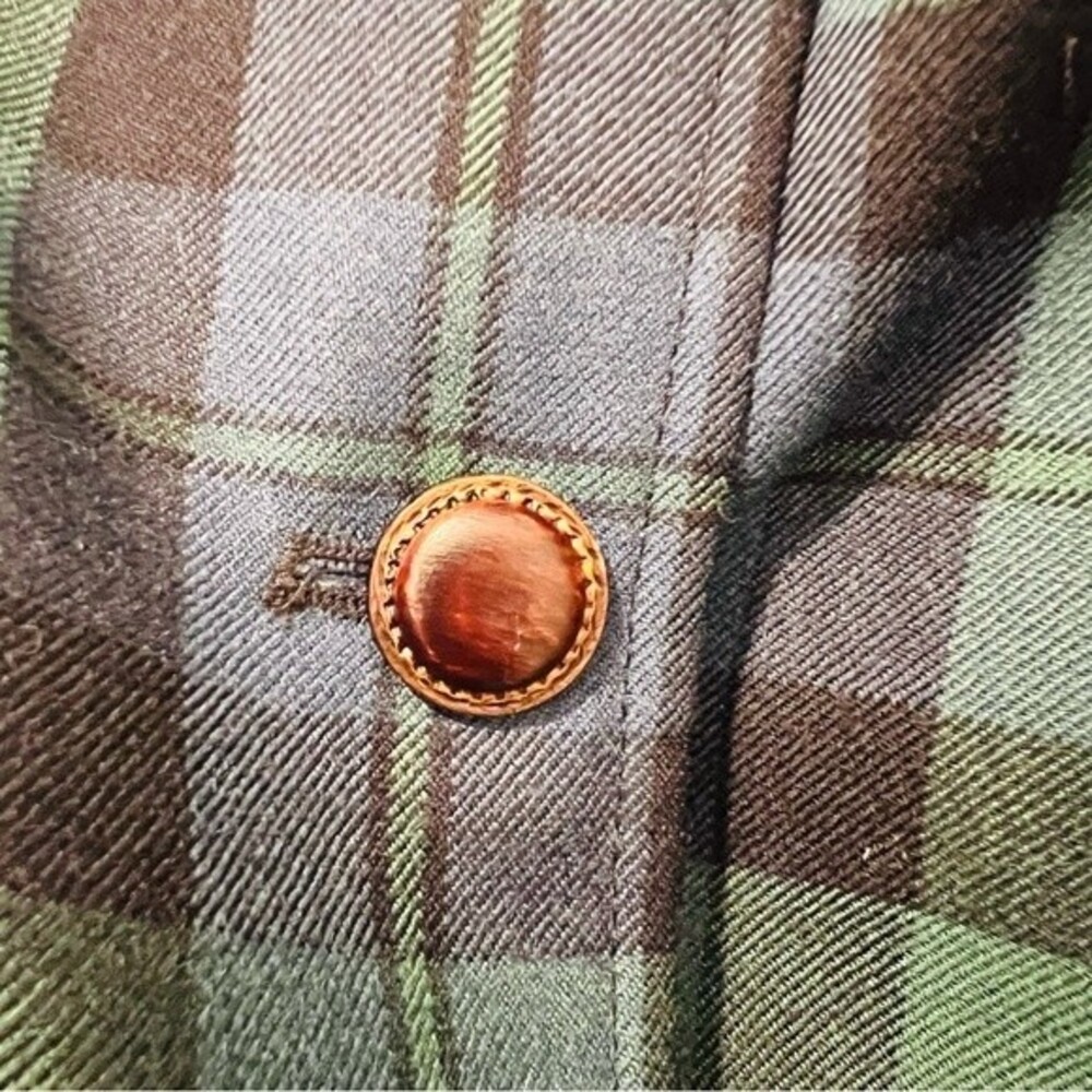 Harve Benard Vintage Women’s Plaid Blazer 100% Wool Sz 8P Lined Leather Buttons - Picture 4 of 9